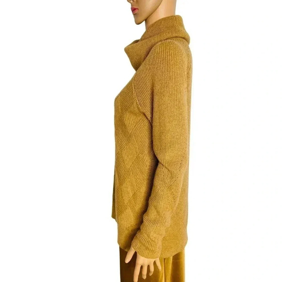 Talbots cable knit cowl/turtleneck sweater size Small Tan NWT - Picture 2 of 10